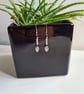 Pink Glass Cat's Eye & Copper Earrings with Pink Glass Leaves Jewellery Jewelry