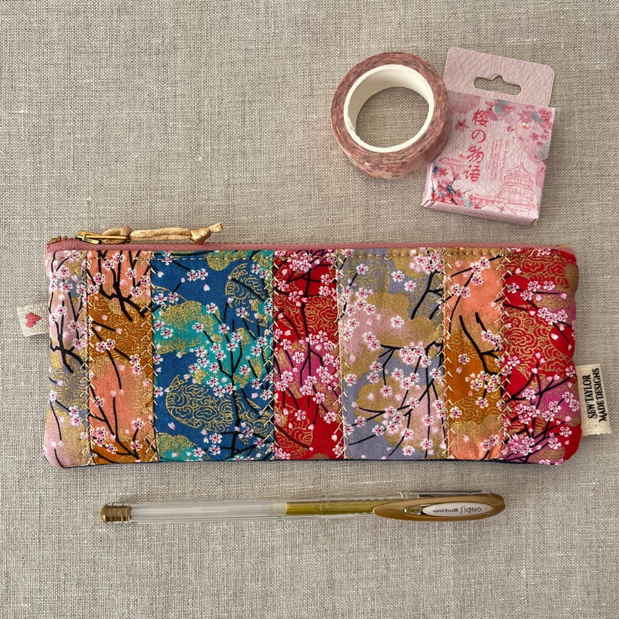 Pencil Case Japanese Blossoms Fabric