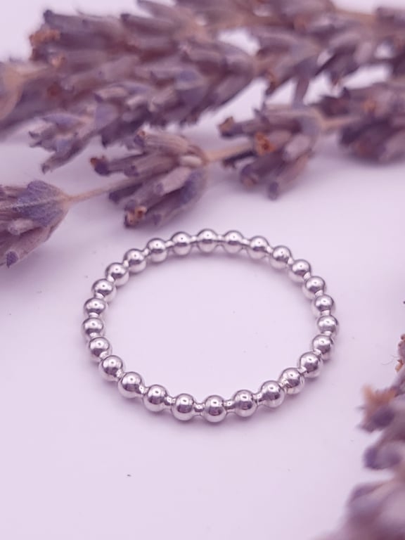 Sterling Silver Beaded Wire Ring 