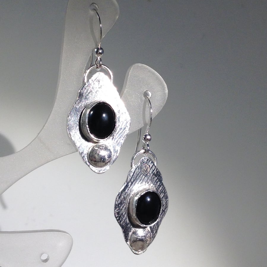 Onyx and silver earrings