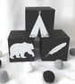 Nordic Style Wood Blocks, Teepee Wood Block, Nordic Nursery Decor, Bear Blocks,  - Image 2