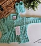 Designer Hand Knitted Cardigan & Booties Set  with Merino Wool 0-3 months size - Image 7