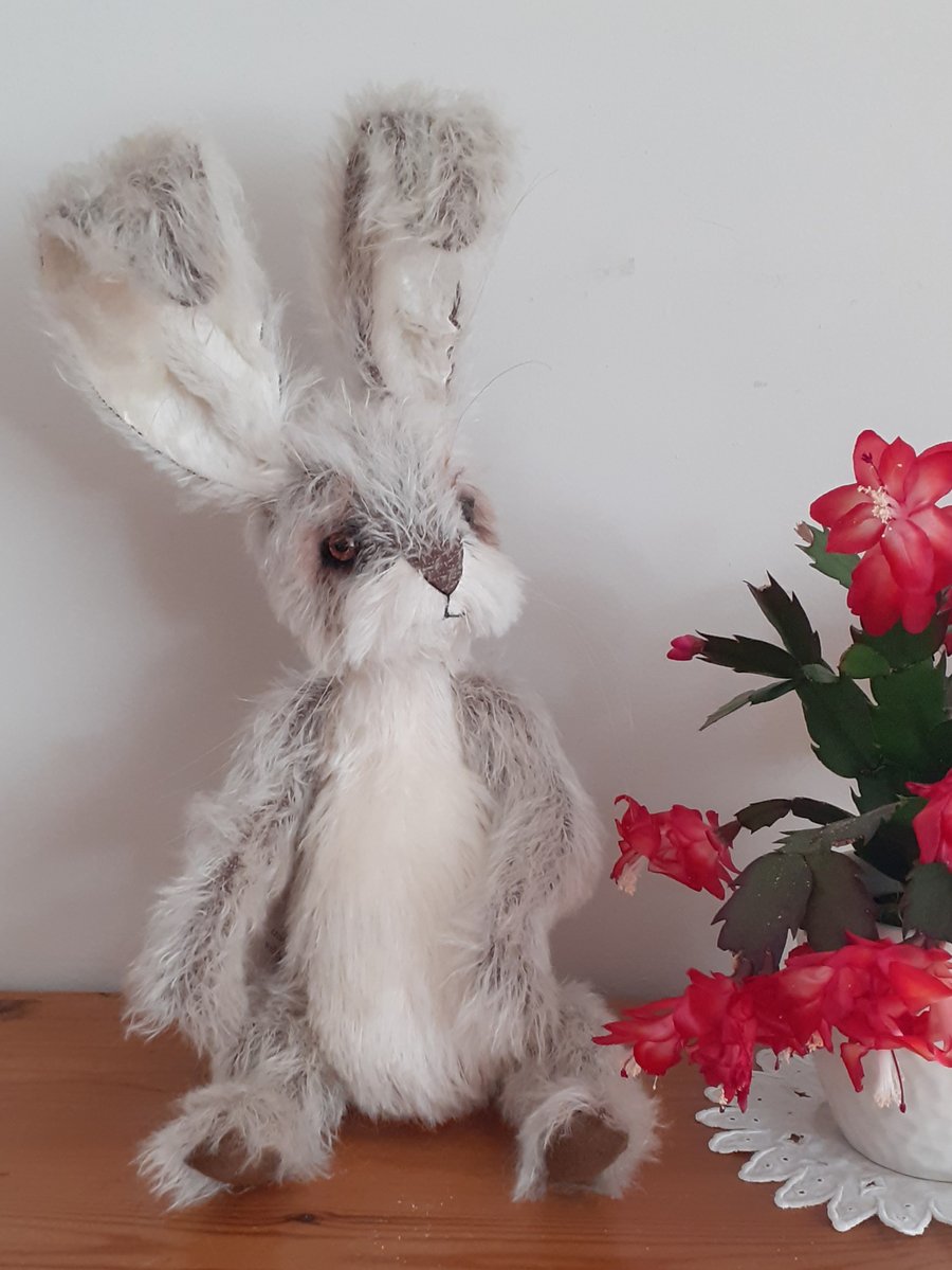 DYLAN, Artist character rabbit, Handcrafted, mohair, poseable, ooak,collectable,