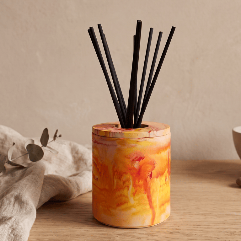 Handmade Sunrise Yellow and Orange Diffuser Bottle Holder for Home Fragrance