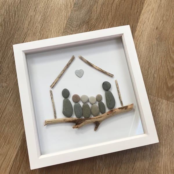 Family Pebble Pictures, Pebble People Pictures, Handmade Pebble Art
