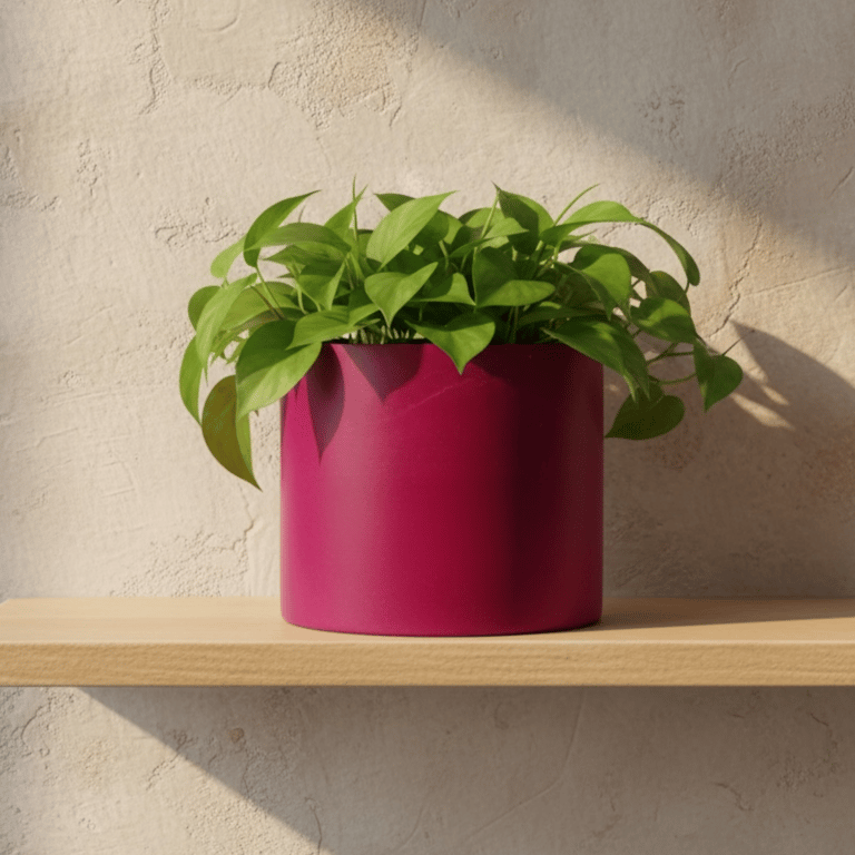 Large 15 cm Handmade Magenta Pink Plant Pot for Indoor Houseplants