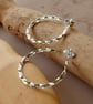 Twisted Silver Hoop Earrings - Image 4