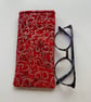 Red And Silver Print Quilted Fabric Glasses Case
