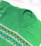 V-Neck Jumper with Flower Pattern at Hem and Cuffs, Baby Shower Gift, Baby Gift - Image 3
