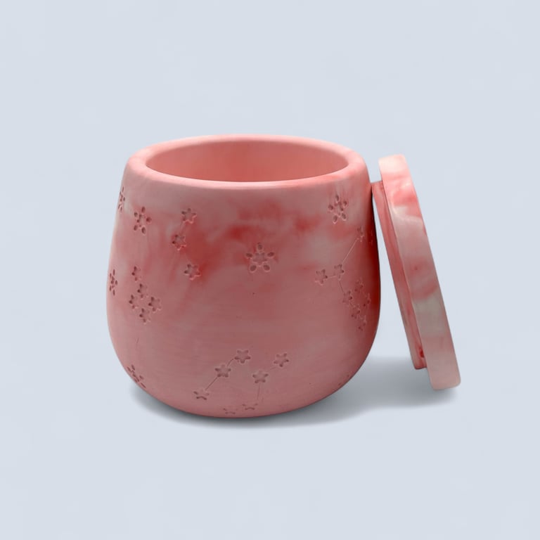  Flamingo Pink Marbled Constellation Jewellery Box or Trinket Pot 