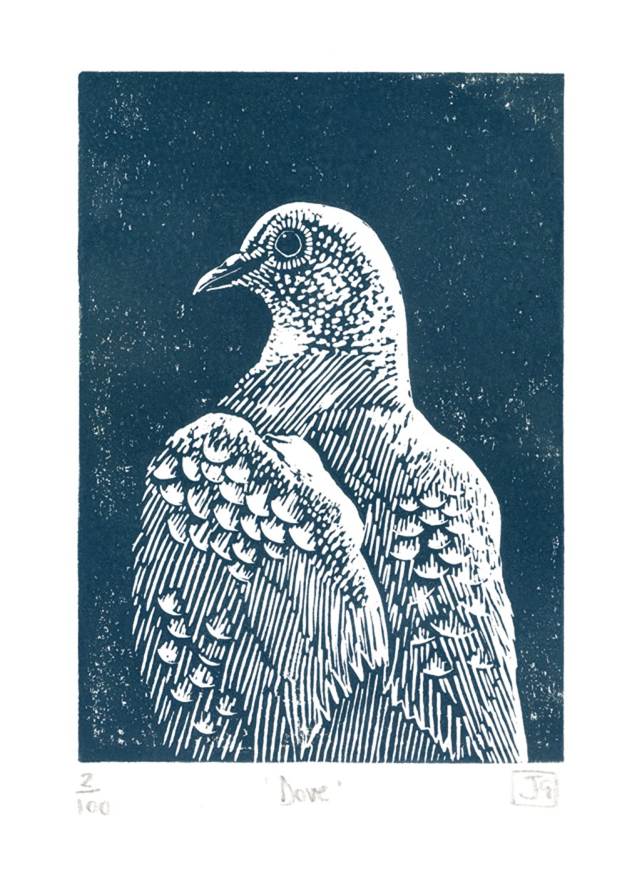 Dove A4 linocut print