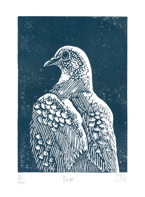 Dove A4 linocut print