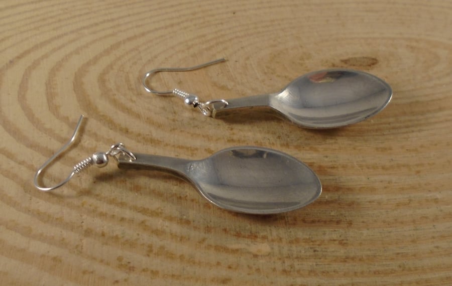 Upcycled Silver Plated Sugar Tong Spoon Earrings SPE062012