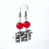 Red jade christmas novelty charm earrings - Secret Santa present