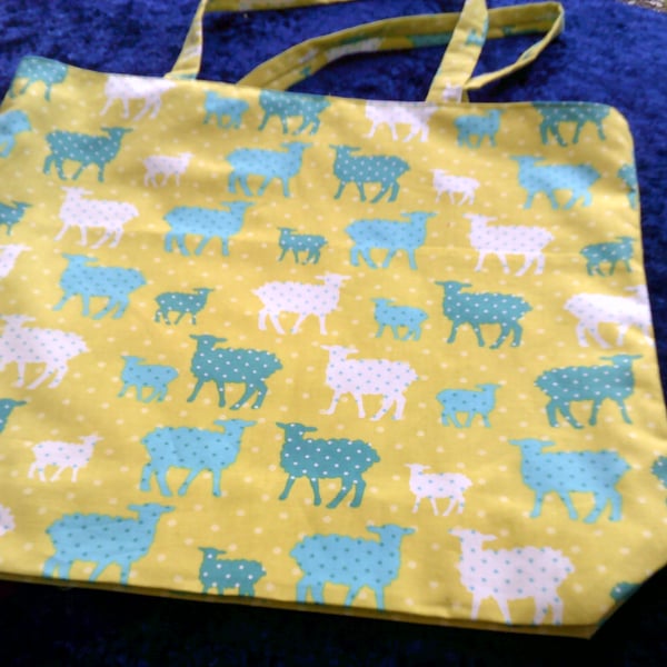 Sheep on Lime Green Project Bag