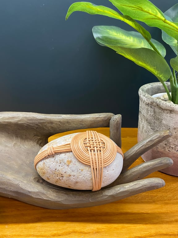 Leather Wrapped Meditation Stone Rock