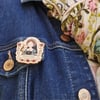 Anne Boleyn Wooden Pin Badge – Tudor Queen Illustration – Eco Friendly UK made