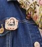 Anne Boleyn Wooden Pin Badge – Tudor Queen Illustration – Eco Friendly UK made