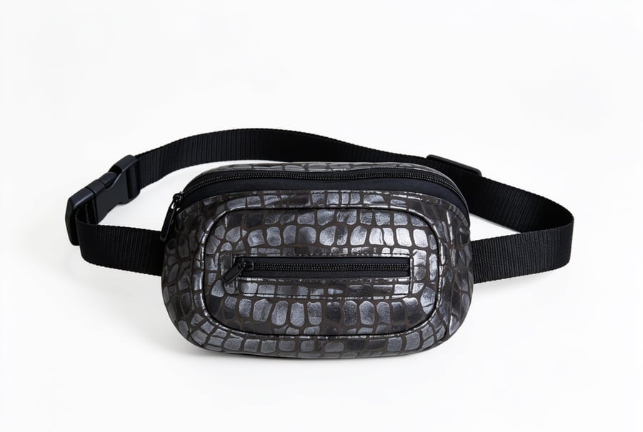 Bum bag, waist pack, belt bag or crossbody bag in faux croc leather