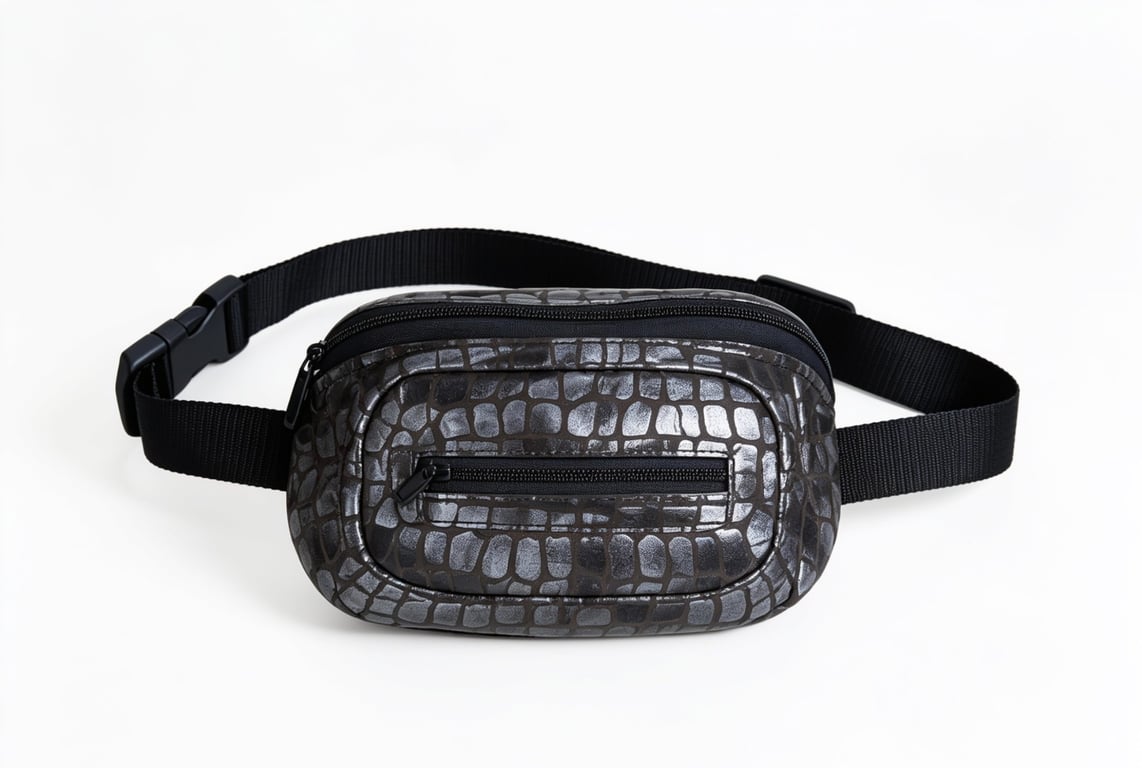 Bum bag, waist pack, belt bag or crossbody bag in faux croc leather