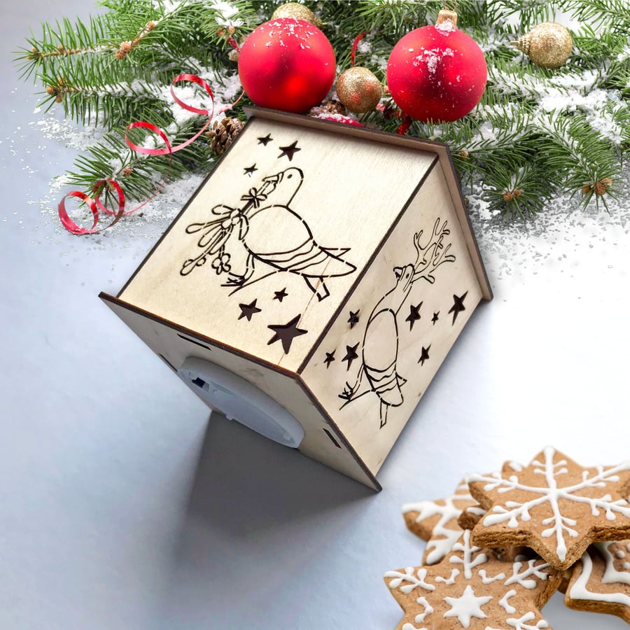Mistletoe and Reindeer Pigeon Christmas Lantern