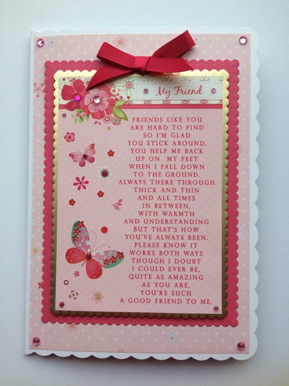 Friend Card My Friend You're So Good To Me Pink Butterflies Flowers