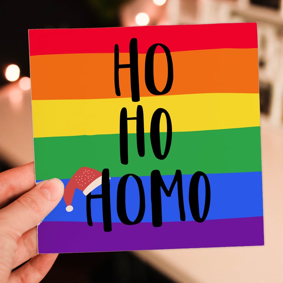 LGBTQ Christmas card: Ho Ho Homo
