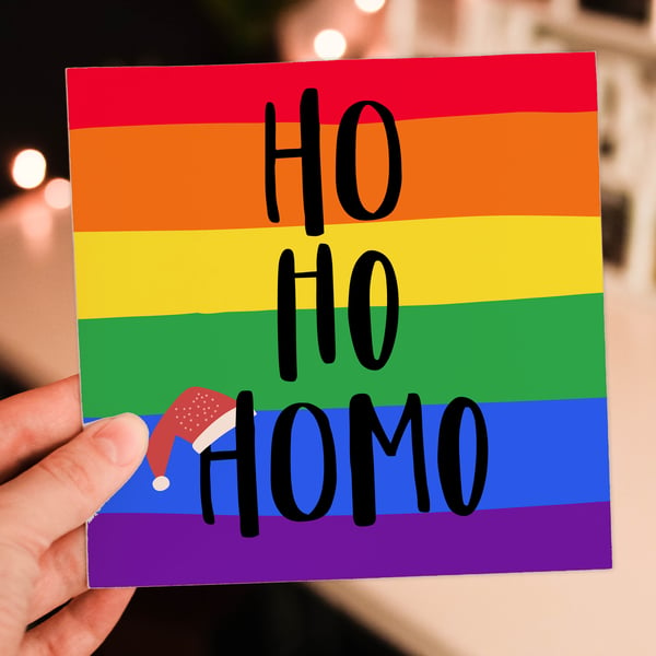 LGBTQ Christmas card: Ho Ho Homo