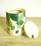 Ceramic Storage Jar with Lid - Green Beech Leaves - Image 4