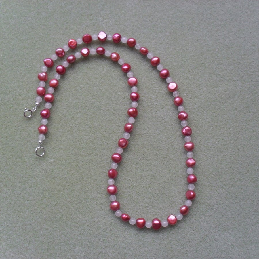 Freshwater Pearls and Rose Quartz Necklace