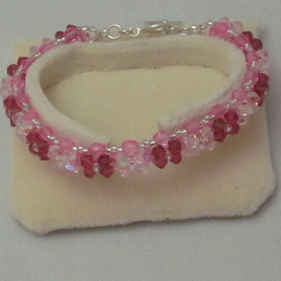 Pink crystal bead bracelet (64)