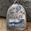 Polar Bear Pendant with Dendritic Opal and Moonstone