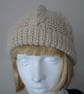 Cream Knitted With Alpaca and Acrylic Yarn Six Cable Pattern Hat (J96) - Image 4