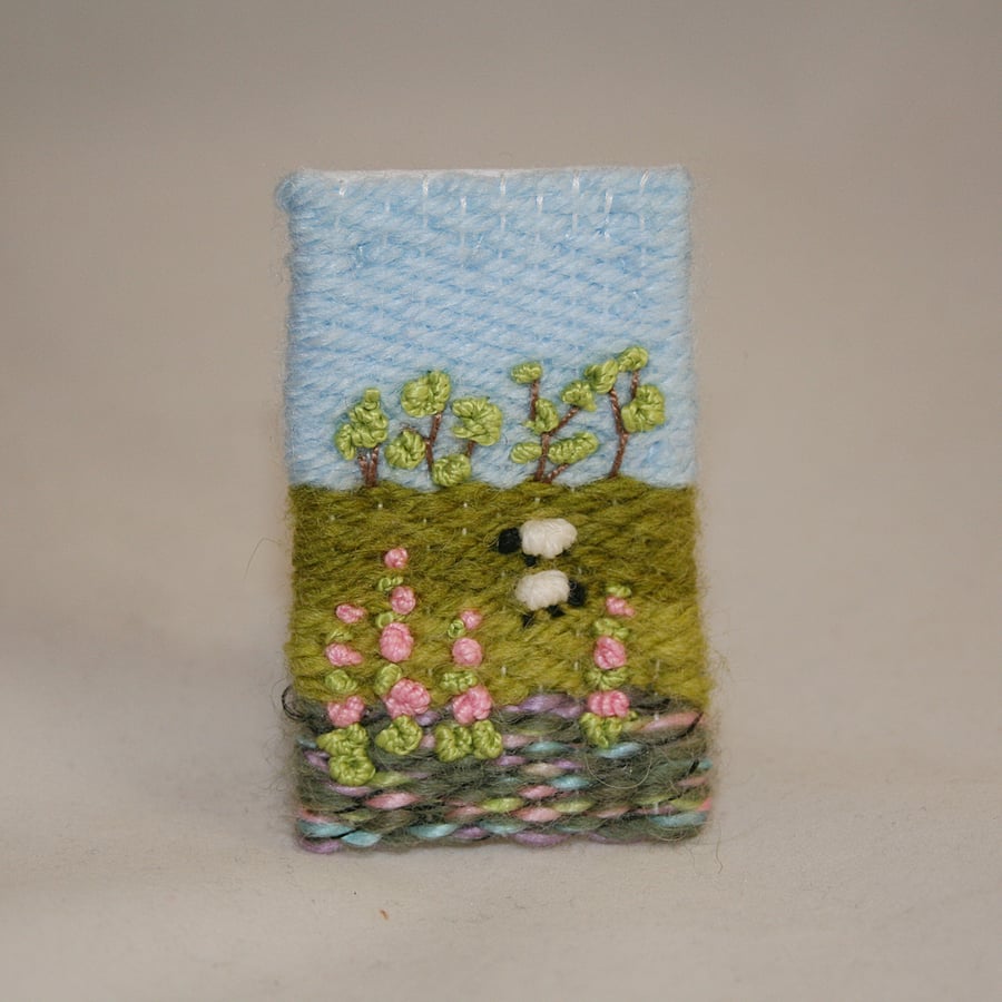 SALE Embroidered Brooch - Sheep and Foxgloves 