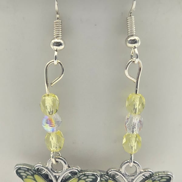 Yellow butterfly charm earrings