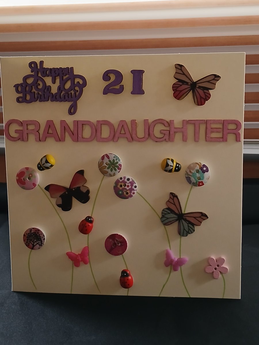 Handmade,granddaughter 21 birthday card 