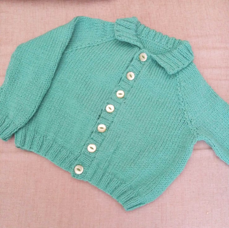 Children's Plain Aran Unisex Cardigan With A Co... - Folksy