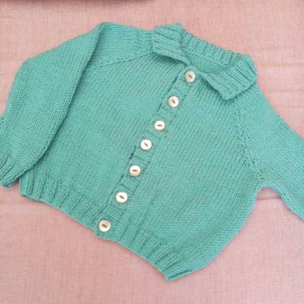 Children's Plain Aran Unisex Cardigan With A Collar, Child's Cardigan