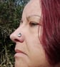 Sterling Silver 925 & Striped Surfite Teardrop Shaped Statement Nose Stud - Image 2