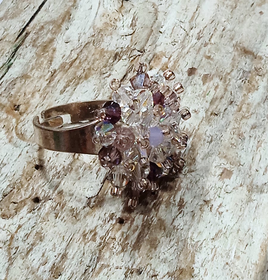 Swarovski Crystal Bead Ring - UK Free Post