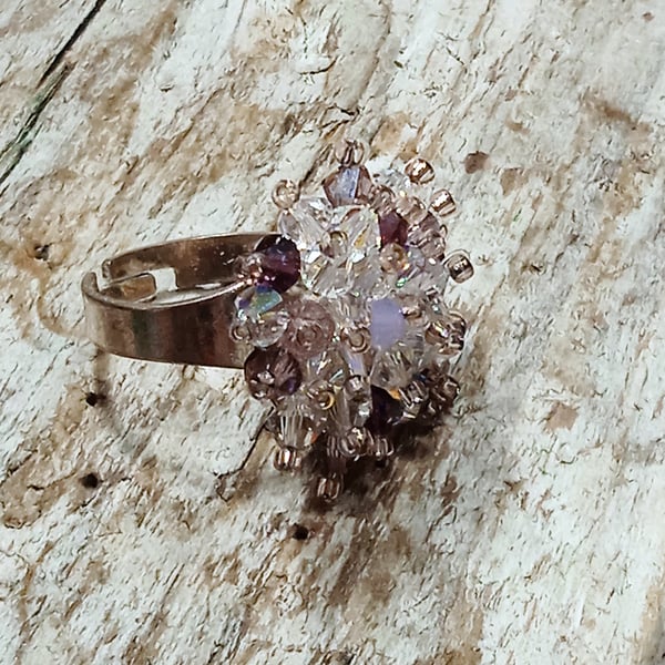 Swarovski Crystal Bead Ring - UK Free Post