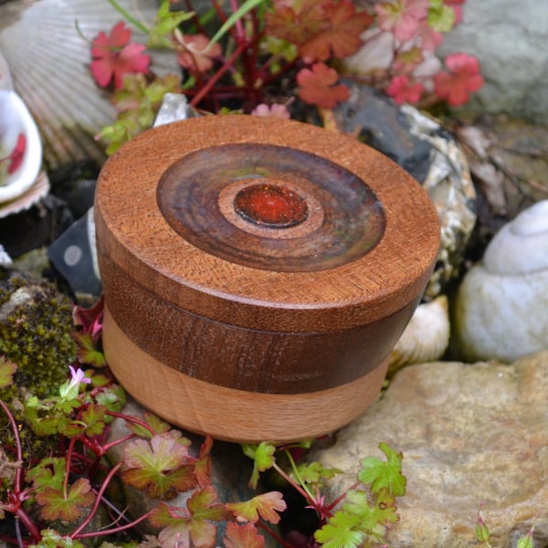 Small two wood pot - bowl with lid.