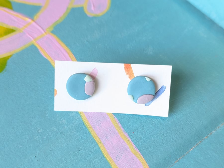 Blue and lilac  stud earings 