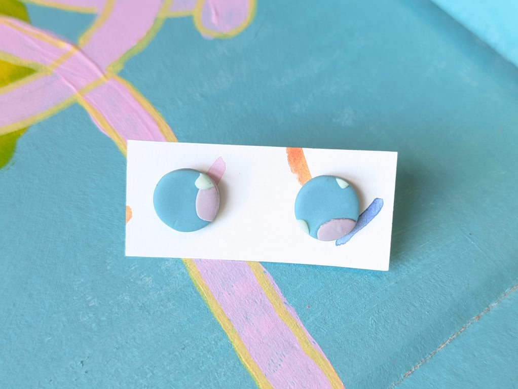Blue and lilac  stud earings 