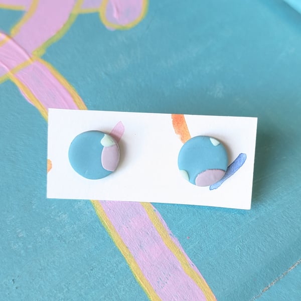 Blue and lilac  stud earings 