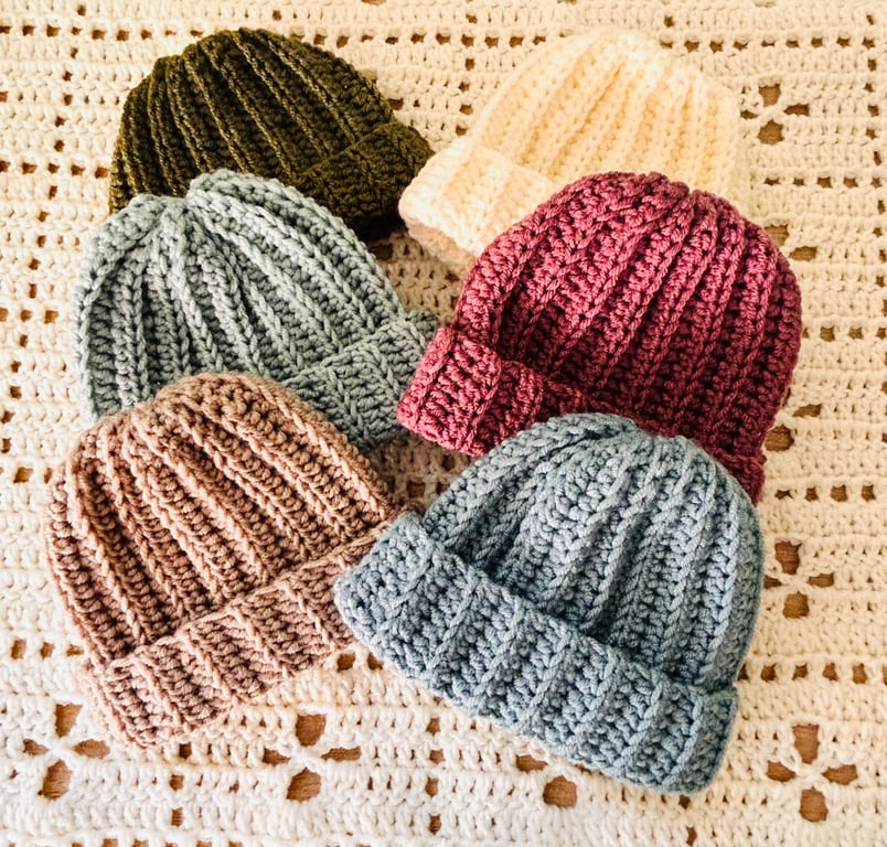 Cosy Ribbed Baby Beanie Hat 3-6 months
