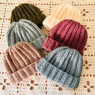 Cosy Ribbed Baby Beanie Hat 3-6 months