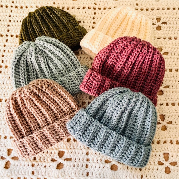 Cosy Ribbed Baby Beanie Hat 3-6 months
