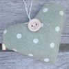 LAVENDER HEART - sage green dotty