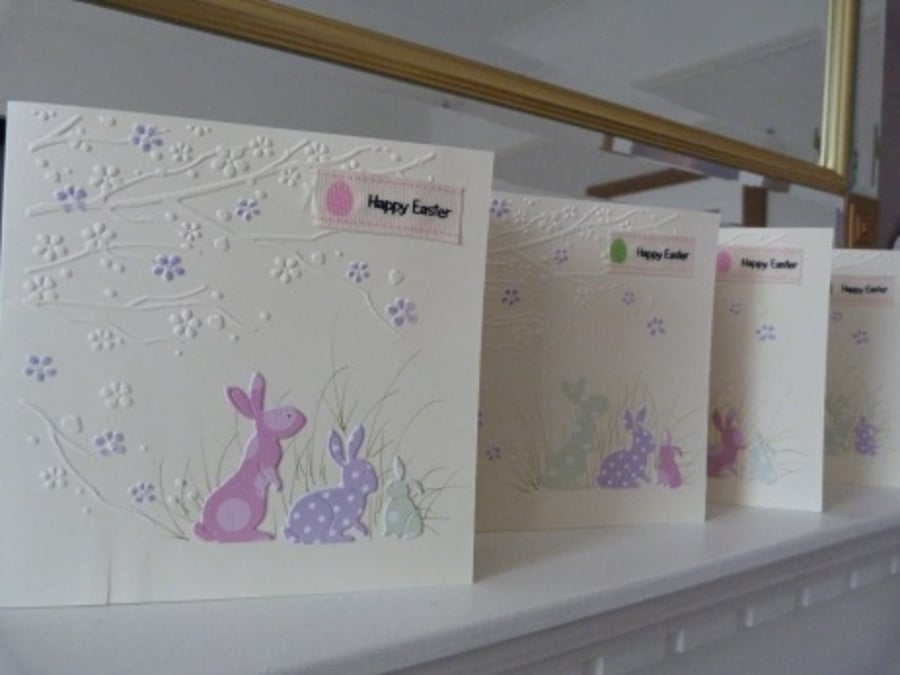 Pack of 4 Bunny Rabbit Easter Cards